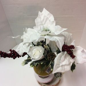 Ashland Christmas White Poinsettia Roses Bouquet